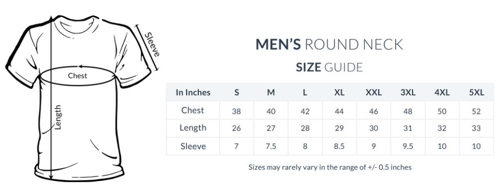 Men's T-Shirts & Polo Shirts Size Chart