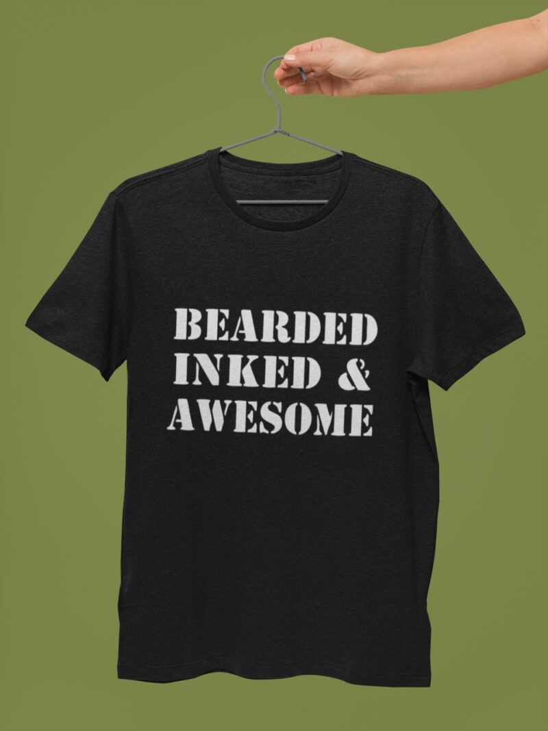 thelegalgang,Bearded Inked and Awesome T Shirt for Bearded Men,MEN.