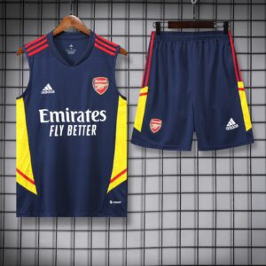 Arsenal blue and yellow color sleeveless jersey with shorts