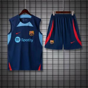 Barcelona Blue Sleeveless Football Jersey with shorts