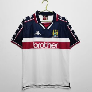 Man city home 1997-99 kappa brother white black retro jersey