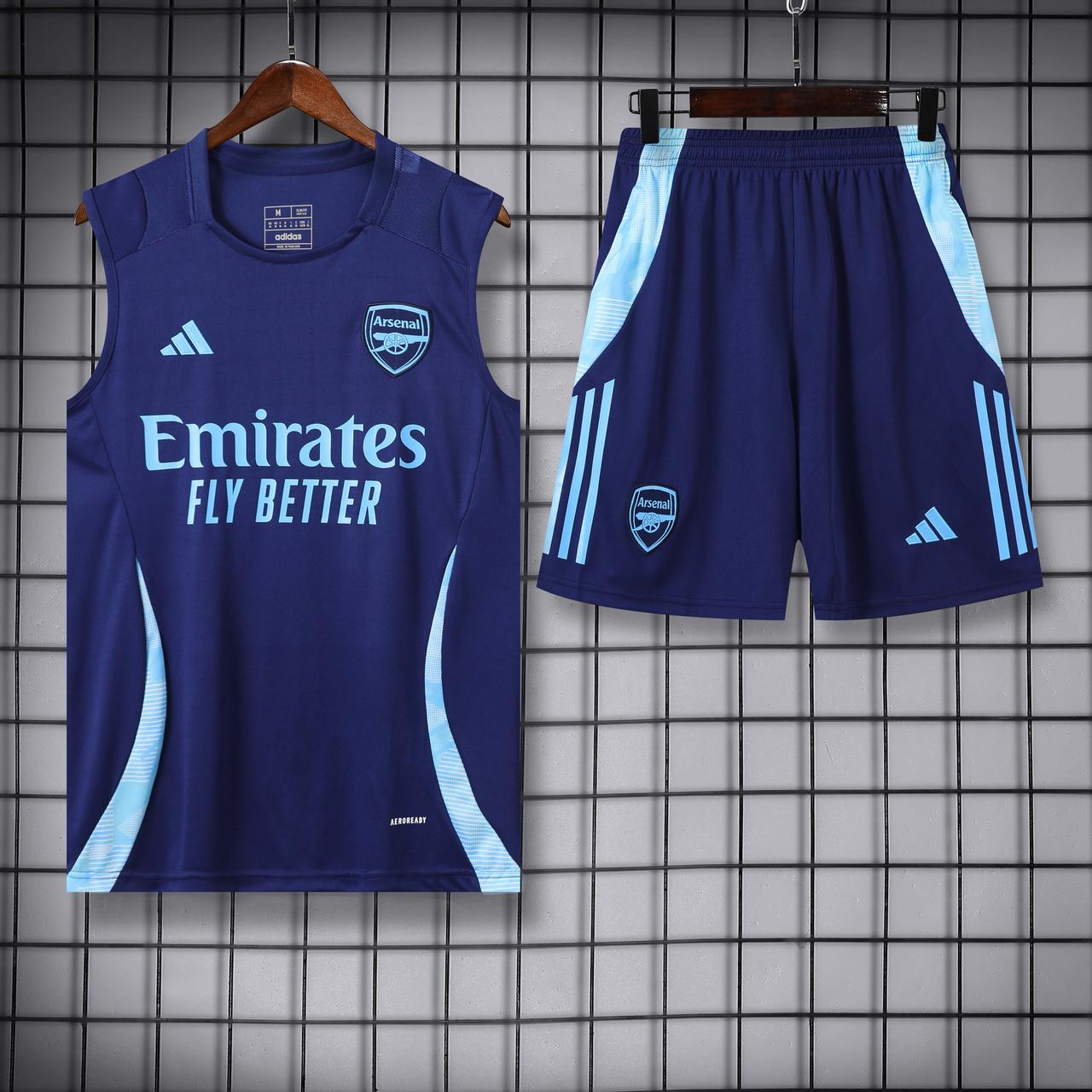 Arsenal Blue Sleeveless Jersey with Shorts