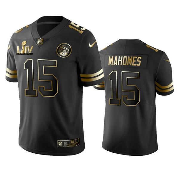 Patrick Mahomes #15 Black Super Bowl LIV Golden Edition NFL Jersey